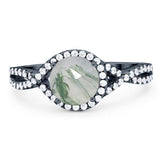 Round Natural Stone Twisted Ring