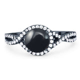 Round Natural Stone Twisted Ring