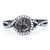 Round Natural Stone Twisted Ring