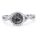 Round Natural Stone Twisted Ring