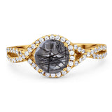 Round Natural Stone Twisted Ring