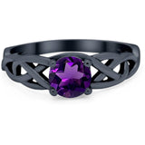 Vintage Style Round Natural Stone Trinity Ring