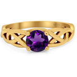 Vintage Style Round Natural Stone Trinity Ring