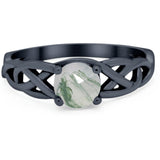 Vintage Style Round Natural Stone Trinity Ring