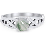 Vintage Style Round Natural Stone Trinity Ring