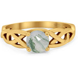 Vintage Style Round Natural Stone Trinity Ring