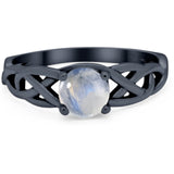 Vintage Style Round Natural Stone Trinity Ring