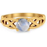 Vintage Style Round Natural Stone Trinity Ring