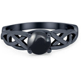 Vintage Style Round Natural Stone Trinity Ring