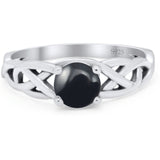 Vintage Style Round Natural Stone Trinity Ring