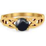 Vintage Style Round Natural Stone Trinity Ring