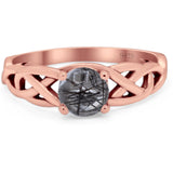 Vintage Style Round Natural Stone Trinity Ring