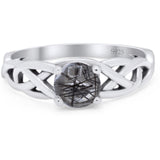 Vintage Style Round Natural Stone Trinity Ring