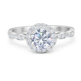 Art Deco Round Moissanite Halo Engagement Ring 925 Sterling Silver