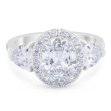 Art Deco Three Stone Oval Moissanite Trio Ring 925 Sterling Silver