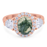 Three Stone Oval Natural Stone Trio Ring