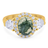 Three Stone Oval Natural Stone Trio Ring