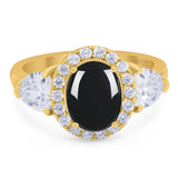 Three Stone Oval Natural Stone Trio Ring