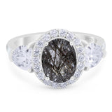 Three Stone Oval Natural Stone Trio Ring