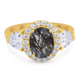 Three Stone Oval Natural Stone Trio Ring