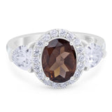 Three Stone Oval Natural Stone Trio Ring