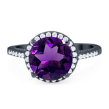 Art Deco Round Natural Stone Halo Ring