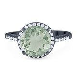 Art Deco Round Natural Stone Halo Ring