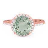 Art Deco Round Natural Stone Halo Ring