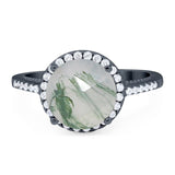 Art Deco Round Natural Stone Halo Ring