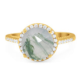 Art Deco Round Natural Stone Halo Ring