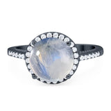 Art Deco Round Natural Stone Halo Ring