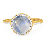 Art Deco Round Natural Stone Halo Ring