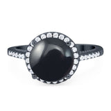 Art Deco Round Natural Stone Halo Ring