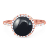 Art Deco Round Natural Stone Halo Ring