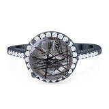 Art Deco Round Natural Stone Halo Ring