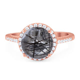 Art Deco Round Natural Stone Halo Ring