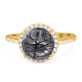 Art Deco Round Natural Stone Halo Ring