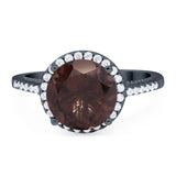 Art Deco Round Natural Stone Halo Ring