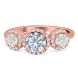 Three Stone Round Natural Stone Ring