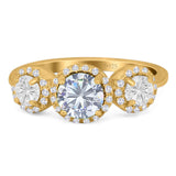 Three Stone Round Natural Stone Ring