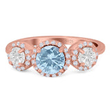 Three Stone Round Natural Stone Ring