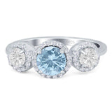 Three Stone Round Natural Stone Ring