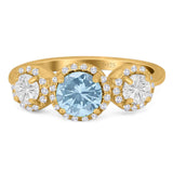 Three Stone Round Natural Stone Ring