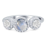 Three Stone Round Natural Stone Ring