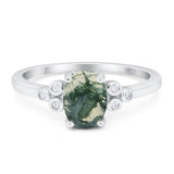 Oval Natural Stone Engagement Ring