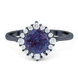 Art Deco Round Natural Stone Halo Ring