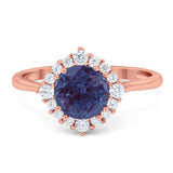 Art Deco Round Natural Stone Halo Ring