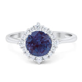 Art Deco Round Natural Stone Halo Ring