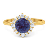 Art Deco Round Natural Stone Halo Ring