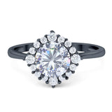 Art Deco Round Natural Stone Halo Ring